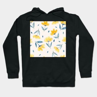 Watercolour floral yellow And teal Hoodie